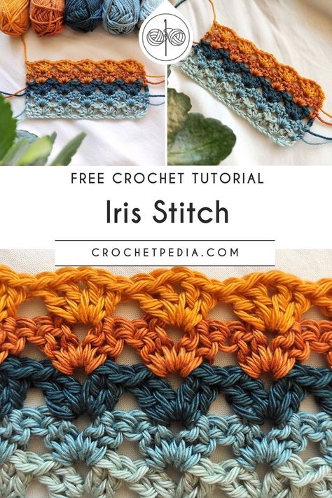 Crochet Iris Stitch, Crochet Iris, Hantverk Diy, Confection Au Crochet, Crochet Blanket Designs, Crochet Inspo, Crochet Stitches For Beginners, Haken Baby, Crochet Stitches Tutorial