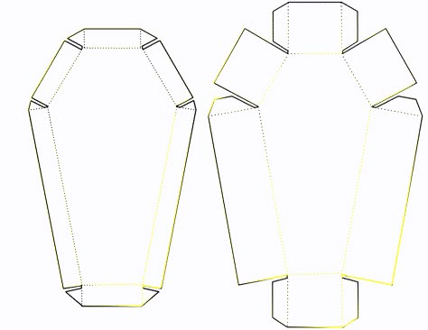 Paper Coffin Box Template, Cardboard Coffin Template, Coffin Template Free Printable, Coffin Paper Craft, Paper Coffin Template, Heart Packaging Design, Coffin Box Diy, Coffin Box Template, Coffin Outline