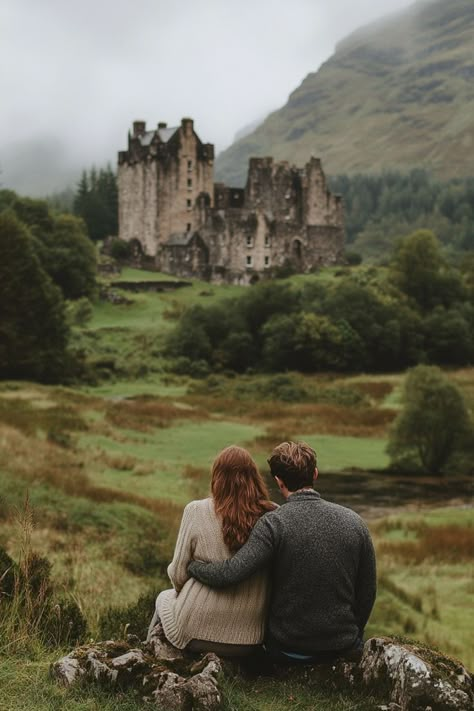 Embark on a romantic road trip through the Scottish Highlands. Explore dramatic landscapes, stay in cozy inns, and discover ancient castles together. 🚗🏰🌲 #ScottishHighlandsLove #RoadTripRomance #CouplesAdventure Castle Couple Aesthetic, Travel Scotland Aesthetic, Scottish Road Trip, Scotland Glasgow Aesthetic, Hogwarts Couple Aesthetic, Travel Scotland Highlands, Scotland Castle Aesthetic, Scotland Vision Board, Couple In Scotland