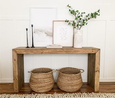 DIY WOOD CONSOLE TABLE | Christian Peterson Site West Elm Console, Custom Console Table, Diy Console, Diy Console Table, Console Table Wood, Console Table Decorating, Table Decorating, Room Refresh, Wood Console Table