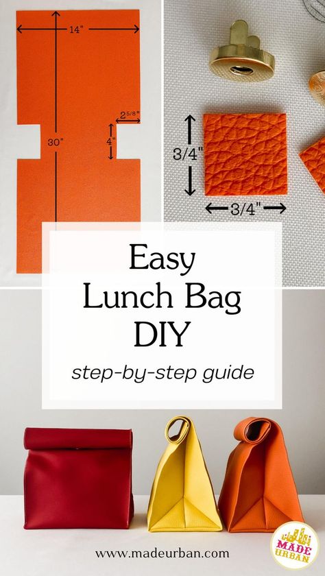 Learn how to make a simple water-resistant lunch bag with this easy DIY tutorial. It's a simple and fast bag to sew that may be perfect for you to add to your product line at craft shows. This project is perfect for beginners, and this tutorial will show you how to create a durable and stylish lunch bag. Follow our detailed instructions and start your DIY project today! To learn more about how to create a successful small business, join us at Made Urban! Lunch Bag Gift Ideas, Sew Lunch Bag Pattern, Art Bag Diy, Fabric Lunch Bag Pattern, Lunch Bag Patterns To Sew, How To Make A Lunch Bag, Free Lunch Bag Sewing Pattern, How To Sew A Lunch Bag, No Sew Bags Diy