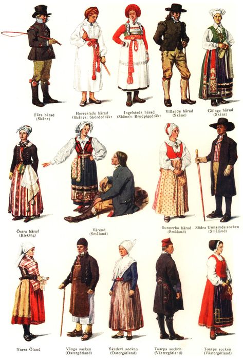 historic Danish clothing Sweden Costume, Nordic Clothing, Scandinavian Costume, European Traditional Clothing, Swedish Clothing, Cultural Clothing, National Clothes, Folk Dress, Folk Clothing