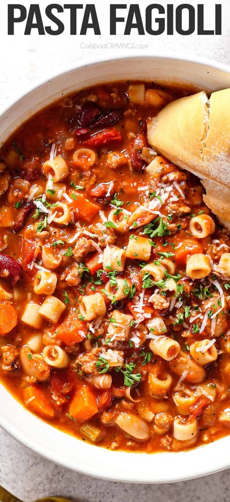 Pasta Fagioli - Carlsbad Cravings The Best Pasta Fagioli Recipe, Skinnytaste Pasta Fagioli Soup, Pasta Figole Soup, Pasta E Fagioli Soup Vegetarian, Pasta Fagioli Giada Recipe, Pasta Fagioli With Spaghetti Sauce, Creamy Pasta Fagioli Soup, Pasta Fagioli With Ham, Pasta Fazole Recipe