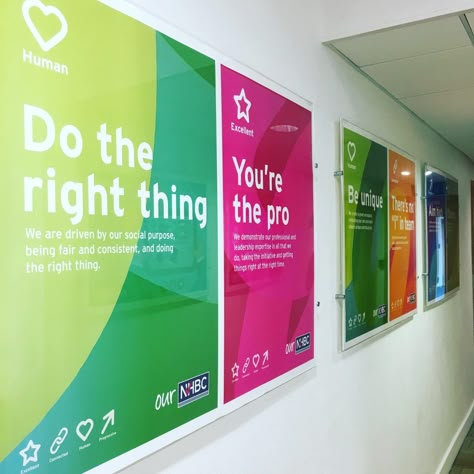 How to refresh a company's values - All Things IC Office Wall Poster Design, Core Values Wall Art, Office Values Wall, Office Poster Design, Core Values Design, Core Values Poster, Values Poster, Branding Poster Design, Internal Branding