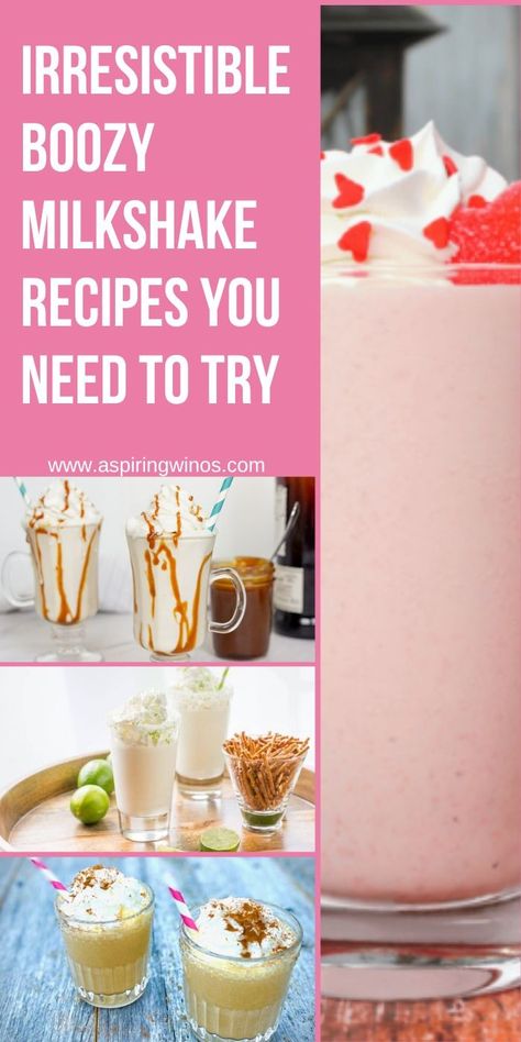 Boozy Milkshake Recipes, Boozy Milkshakes, Alcoholic Milkshake, Boozy Milkshake, Yummy Alcoholic Drinks, Refreshing Drinks Recipes, Wine Education, Festive Cocktails, Milkshake Recipes