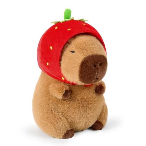 Ditucu Cute Capybara Plush Wear Strawberry Hat Kawaii Capibara Stuffed Aniamls Toys Plushies Hugging Gifts for Kids Brown 13 inch Capybara Stuffed Animal, Capybara Plushies, Capybara Plushie, Animal Plushies, Capybara Plush, Cute Plushies, Strawberry Gifts, Hug Gifts, Teddy Bear Stuffed Animal