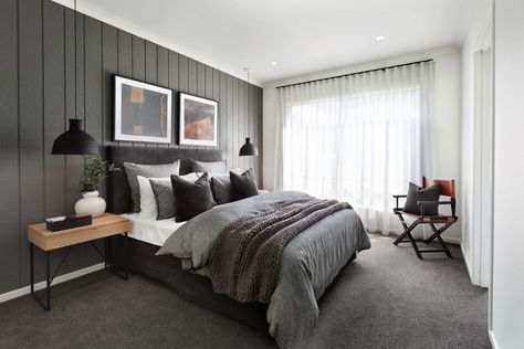 Dark Grey Carpet Bedroom, Charcoal Bedroom, Grey Carpet Bedroom, Dark Gray Bedroom, Gray Bedroom Walls, Bedroom Decor Dark, Bedroom Renovation, Modern Farmhouse Living Room, Master Bedrooms Decor