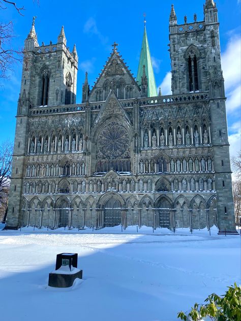 Nidarosdomen, Trondheim, Norway, Nidarosdomen, cathedral, Trondheim, winter, Scandinavia, culture, Norwegian culture, colours, church, old church, Norwegian history, the middle ages, christianity Norwegian Culture Aesthetic, Middle Ages Church, Norwegian Aesthetic, Medieval Scandinavia, Norwegian History, Norway Culture, German Aesthetic, Western Norway, Norway Aesthetic