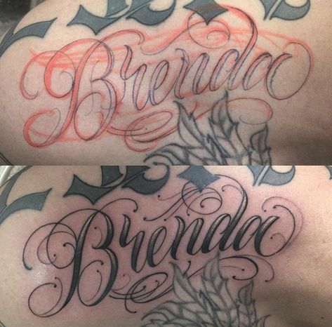 Brenda Tattoo, Tatto Name, Name Tattoos On Arm, Names Tattoo, Chicanas Tattoo, Realistic Rose Tattoo, Cursive Tattoos, Tattoo Lettering Styles, Graffiti Tattoo