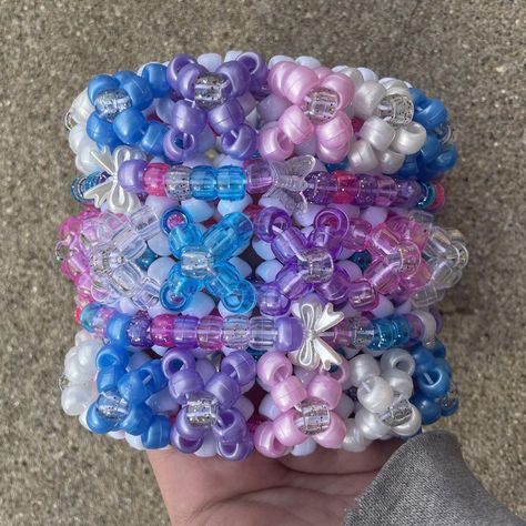 ✰ Kawaii Butterfly Double Rotating 3D Kandi Cuff ✰... - Depop Sanrio Kandi Cuff, 3d Kandi Cuff Ideas, Big Kandi Projects, Mini Rotating Kandi Cuff, Rotating Cuff Kandi, Big Kandi Cuff, Rotator Cuff Kandi, Kandi Rotating Cuff, Rotating Kandi Cuff