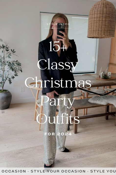 Looking for Christmas party outfits for 2024? Whether it’s a casual party, office party, or corporate Christmas party, these classy holiday party outfit ideas will have you looking chic and classy. Click through for the best fancy, classy, plus size and casual Christmas party outfits for women! Christmas party outfits fancy classy, fancy holiday party outfits, Christmas Corporate Party Outfit, Casual Chic Christmas Outfit, Christmas Dinner Outfit Ideas For Women, School Christmas Party Outfit Ideas, Black Dress For Christmas Party, Holiday Outfits 2024 Women, Women Holiday Party Outfit, Christmas Luncheon Outfits, Christmas Party Casual Outfit