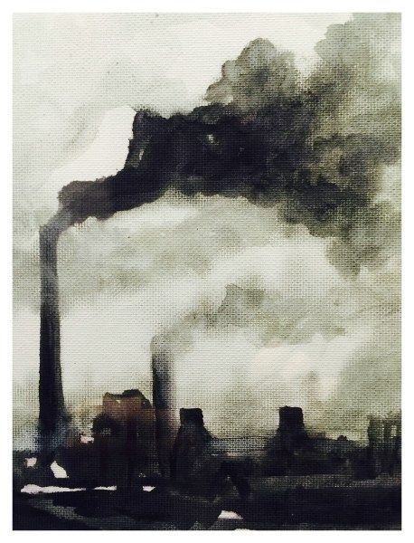 Industrial Artwork, Revolution Art, Industrial Paintings, Industrial Landscape, Pen And Wash, Abstract City, Industrial Photography, City Painting, Kids Artwork