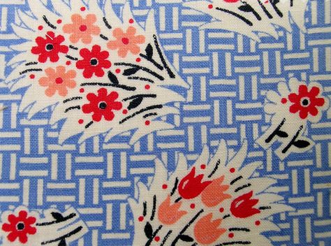 Vintage Fabric Prints, Vintage Fabric Patterns, Feedsack Fabric, Needlework Crafts, Blue Prints, Fabric Diy, Retro Fabric, Textile Designs, Copyright Free