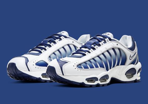 The Late-90s Nike Air Max Tailwind IV Appears In A Classic White And Navy Nike Air Max Tailwind Iv, Nike Air Max Tailwind, Blue Wolf, Air Max Day, Nike Tn, 95 Nike, Deep Royal Blue, 90s Nike, Air Max Plus