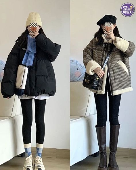 Cold Outfits Aesthetic Korean, Korea Winter Outfit Snow, Winter Outfits For Korea, Cold Weather Korean Outfits, Winter Outfits Cold Korean Style, Korean Winter Outfits 2023, Cold Winter Outfits Japan, Korean Fall Fashion 2023, Cold Weather Outfits Asian