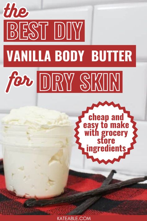 Learn how to make your own DIY vanilla body butter. This is such an easy recipe and it smells incredible; you won't want store bought body butter ever again! Body Care Diy Products, Diy Organic Body Butter, Winter Body Butter Diy, Diy Vanilla Body Butter, Easy Whipped Body Butter Diy, Shea Butter Lotion Recipe Diy, How To Make Homemade Body Butter, Diy Creams And Lotions, Diy Shea Butter Body Butter