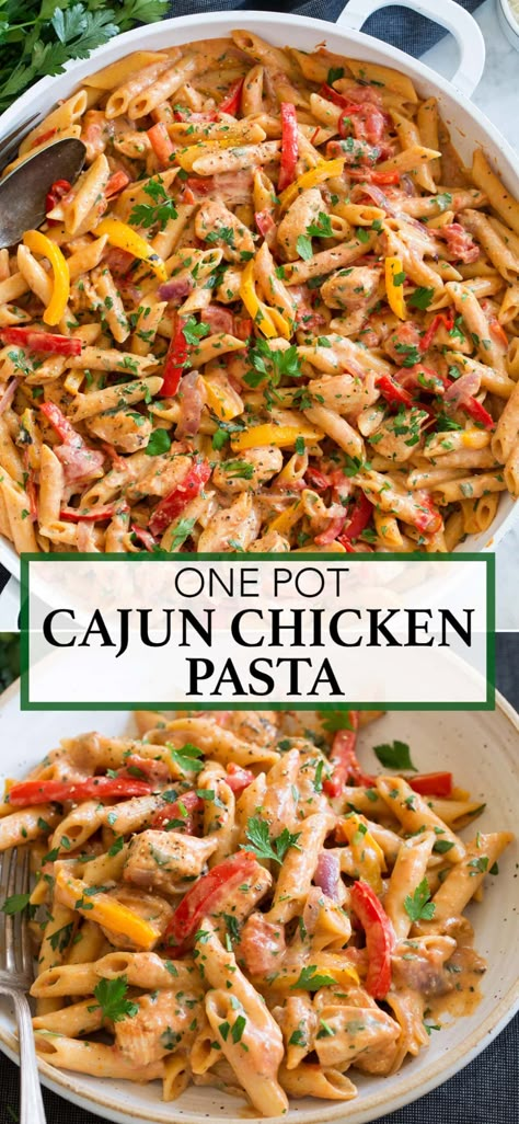 One Pot Cajun Chicken Pasta, Cajun Chicken Pasta Recipe, Cajun Chicken Pasta Recipes, Plats Healthy, Easy Pasta Dinner, Cajun Chicken Pasta, Cajun Chicken, Pasta Dinner Recipes, Chicken Pasta Recipes