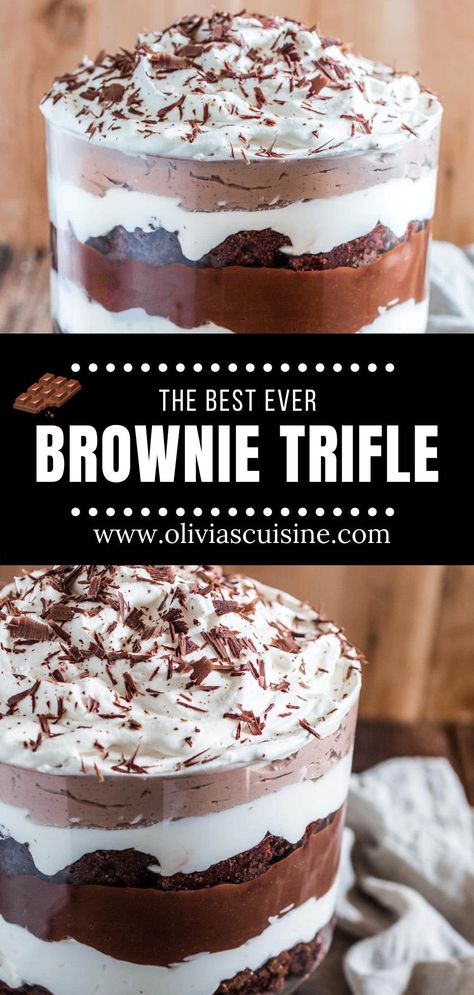 Brownie Trifle Recipe, Trifle Bowl Recipes, Trifle Cake, Chocolate Pudding Desserts, Trifle Dessert Recipes, Brownie Trifle, Dessert Truffles, Chocolate Trifle, Easy Dessert Recipe