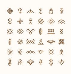 Ethnic geometrical symbols tribal mexican aztec Vector Image Aztec Patterns Tattoos, Aztec Symbols Tattoo, Navajo Tattoo Symbols, Aztec Symbol Tattoo, Tiny Aztec Tattoo, Aztec Crafts, Mexican Symbols, Aztec Line Art, Aztec Design