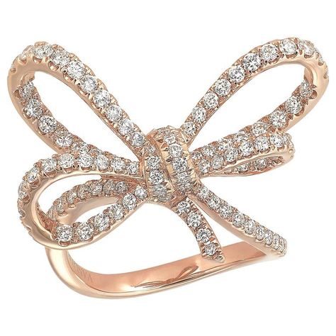 VANLELES Diamond Gold Lyla's Bow Ring Pink Gold Ring, Pink Gold Rings, Diamond Bows, Bow Ring, Gold Cocktail Ring, Bow Jewelry, Diamond Cocktail Rings, Rose Jewelry, Ladies Diamond Rings