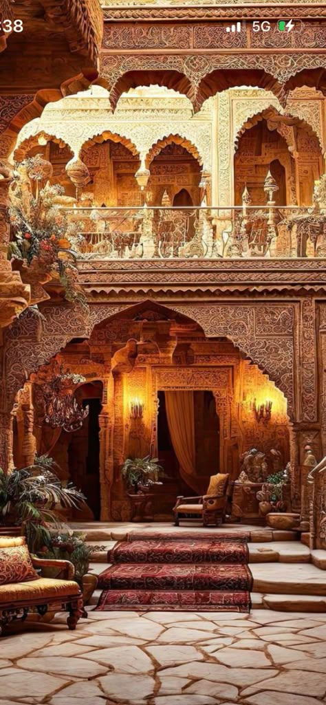 Arabian Architecture, Arabic Architecture, Fantasy Rooms, Indian Architecture, Desi Aesthetic, Fantasy House, Fantasy Places, Indian Aesthetic, Arabian Nights