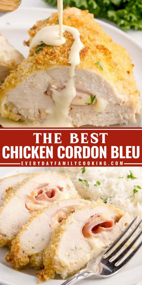 You just found the best chicken cordon bleu recipe ever. Baked in the oven instead of fried, you don’t have to worry about any excess oil — or breaking out the deep fryer. Plus, I serve my cordon bleu chicken with a special homemade Dijon sauce instead of store-bought options. Chicken Cordon Bleu Oven, Best Chicken Cordon Bleu Recipe, Baked Chicken Cordon Bleu, Easy Chicken Cordon Bleu, Cordon Bleu Recipe, Crispy Chicken Burgers, Savory Ham, Chicken Cordon Bleu Recipe, Cordon Blue