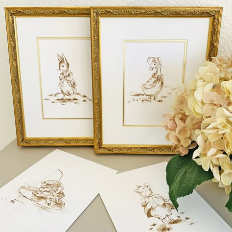 Petit Moi Prints, Petit Moi in Brown, Petit Moi Bunny, Petit Moi Pig, Petit Moi Duck, Petit Moi Frog, Childrens Decor, Nursery Decor - Etsy Bunny Pictures Nursery, Name Art For Nursery, Toile Nursery Girl, Nursery Rhyme Nursery Theme, Vintage Nursery Art, Bunny Themed Nursery, Frog Duck, Bunny Wall Decor, Beatrix Potter Nursery