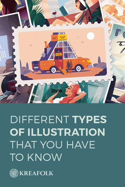 To become a great illustrator, you must understand a particular creative style. Let's find out different types of illustration that you need to know! Find Your Illustration Style, How To Find Your Illustration Style, Comic Cute Ideas, Digital Illustration Styles Inspiration, Becoming An Illustrator, How To Learn Illustration Art, Creative Illustration Art, Learn Illustration Art, Styles Of Illustration