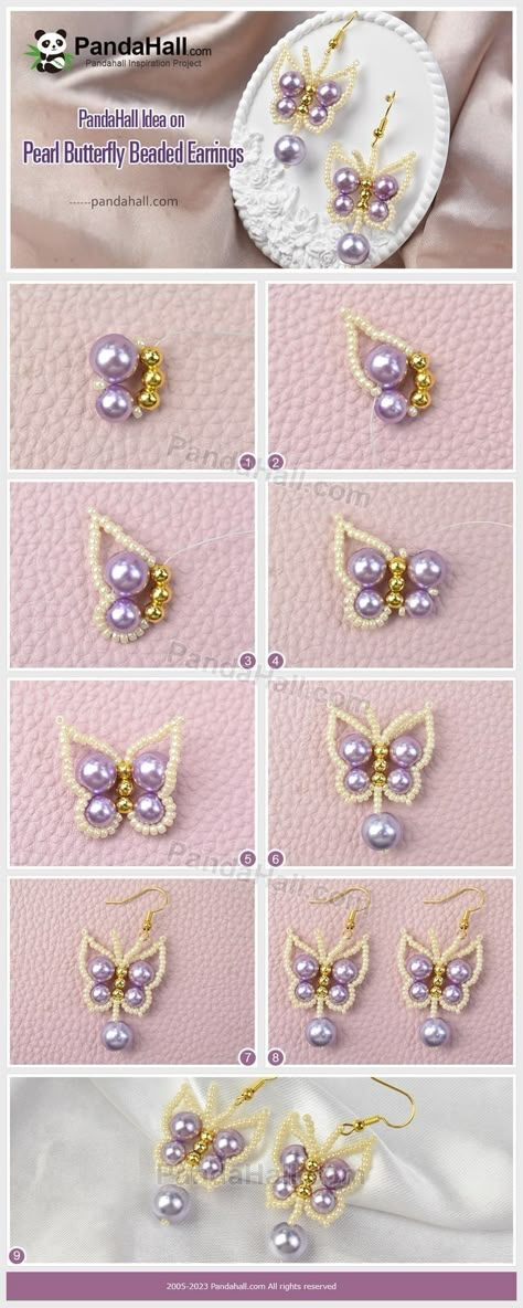 قلادات متدلية, Anting Manik, Beaded Butterfly, Diy Jewelry Unique, Beaded Earrings Diy, Easy Diy Jewelry, Diy Bracelet Designs, Beaded Jewelry Tutorials, Beads Bracelet Design