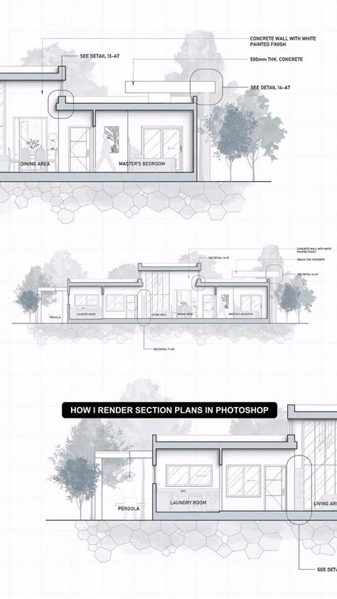 Best Midjourney Architecture Examples | illustrarch Architecture Rendering Photoshop, Software Architecture Design, Section Drawing Architecture, Bio Architecture, Rendered Floor Plan, Apartments Exterior, Photoshop Rendering, Workshop Plans, Section Drawing