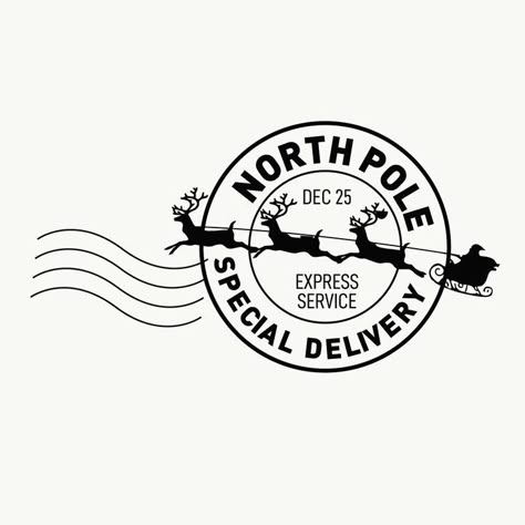 To From Christmas Tags, Cricut Crafts For Christmas, North Pole Stamp, North Pole Illustration, Post Stamp Design, North Pole Envelope, North Pole Post Office, Make Your Own Wrapping Paper, Santa Stamp