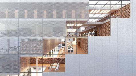 Architects for Urbanity Win Competition for Varna Regional Library | ArchDaily Competition Winner, Win Competitions, 1st Prize, Library Architecture, Stairs Architecture, Architecture Rendering, Library Design, Architecture Presentation, Facade Design