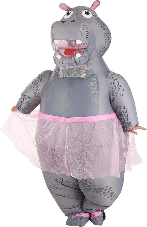 Inflatable hippo costume perfect for halloween #halloween #halloweencostume Trippy Garden, Hippo Costume, Blow Up Halloween Costumes, Silly Costumes, Spongebob Halloween, Inflatable Dinosaur Costume, Elephant Costumes, Rainbow Dance, Fish Costume