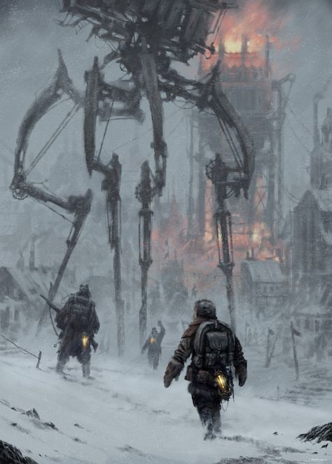 Winter Apocalypse Concept Art, Frost Punk Concept Art, Frostpunk Aesthetic, Frostpunk Art, Frost Punk, Art Apocalypse, Dieselpunk Mech, Jakub Rozalski, Dieselpunk Art