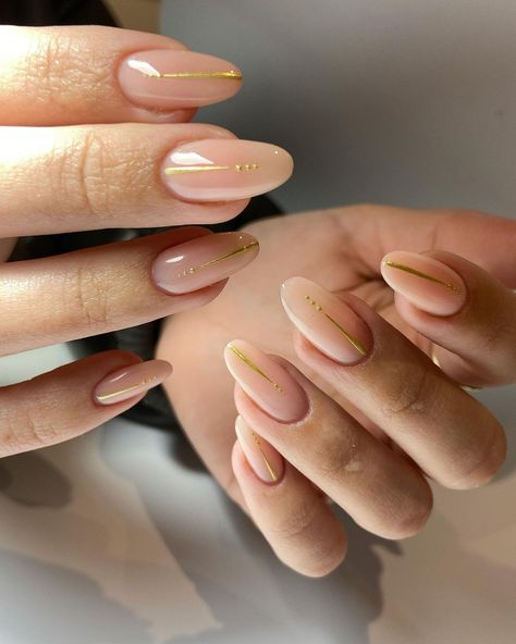 Shelley Graham | ✨ Gold touches on Natural nails thanks to Biab ✨ Created these with @the_gelbottle_inc Biab 19 @worldofglitterltd gold chrome… | Instagram Natural Nail With Gold Design, Nails With A Touch Of Gold, Classic Biab Nails, Simple Gold Glitter Nails, Minimalist Gold Nail Art, Bridal Biab Nails, White And Gold Design Nails, Natural And Gold Nails, Classy Biab Nails