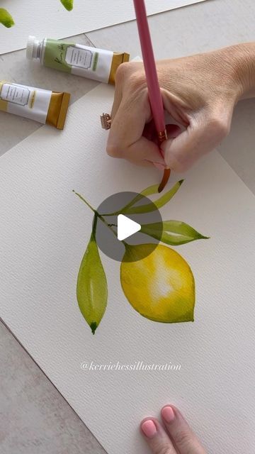 Kerrie Hess on Instagram: "When life gives you lemons… 🍋 Paint them in watercolor with me! #painting #tutorial #lemon" Paint Lemon, Lemon Drawing, Kerrie Hess, Lemon Watercolor, Lemon Painting, Easy Flower Painting, Lemon Flowers, Lemon Art, Watercolor Tutorial