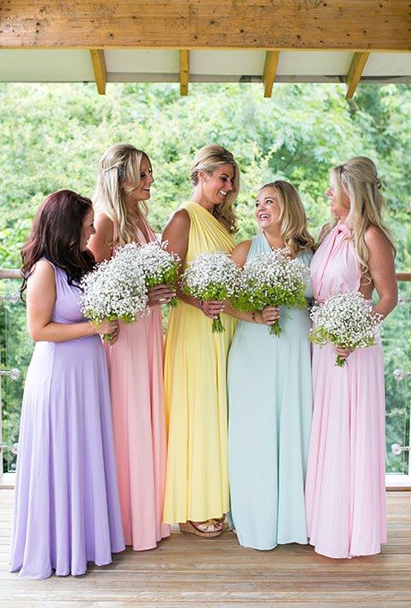 Iridescent Wedding, Pastel Wedding Theme, Pastel Bridesmaids, Bedroom Accents, Pastel Bridesmaid Dresses, Easter Wedding, Stunning Wedding Venues, Mismatched Bridesmaid Dresses, Rainbow Wedding