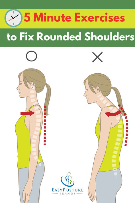 How to fix rounded shoulders and improve posture Fixing Rounded Shoulders, Shoulder Therapy Exercises, Rounded Back Exercises, Exercise For Better Posture, Shoulder Posture Correction Exercise, Diy Posture Corrector, Exercise For Rounded Shoulders, Posture Exercises For Women, How To Fix Rounded Shoulders