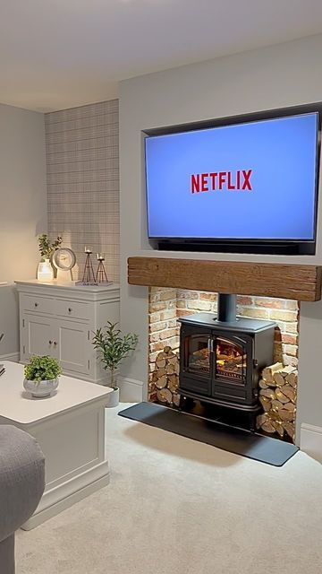 Small Cottage Living Room, Dimplex Fireplace, Alcove Ideas Living Room, Wood Burning Stoves Living Room, Alcove Ideas, Log Burner Living Room, Lounge Room Styling, Living Room Decor Inspiration, Decor Fireplace