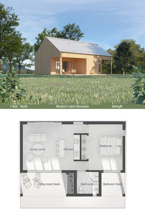 Modern Cabin Floorplan, Cabin Floorplan, Dog Trot House Plans, Modern Cabin Plans, Cabin Plan, House Plans Ideas, Prefab Cabins, Cabin Floor Plans, Cabin House