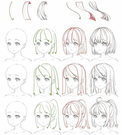 Reference sheet of how to draw anime flowing hair . Credit t How To Draw Anime, Pelo Anime, Drawing Hair Tutorial, Manga Hair, Draw Manga, Drawing Hair, Anime Tutorial, Hair Sketch, Manga Drawing Tutorials