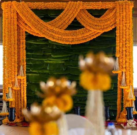 Haldi Decor, Mandap Decor, Desi Wedding Decor, Diwali Decor, Wedding Backdrop Decorations, Artificial Garland, Wedding Design Decoration, Marigold Flower, Wedding Stage Decorations