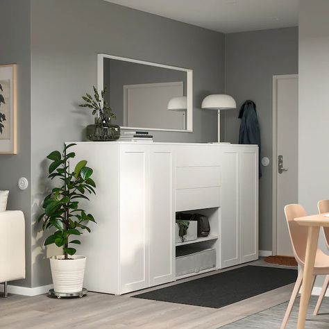 PLATSA Guardaroba - bianco, Fonnes Sannidal - IKEA Low Wardrobe, Armoire Ikea, Recycled Door, Ikea Hack Ideas, Room Hacks, Ikea Furniture Hacks, Frame Shelf, Home Planner, Ikea Storage