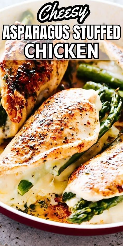 Asparagus Stuffed Chicken, Cheesy Asparagus, Easy To Make Meals, Asparagus Stuffed Chicken Breast, Stuffed Chicken Breast, Chicken Breast Recipes Easy, Easy Chicken Breast, Chicken Asparagus, Breast Recipe