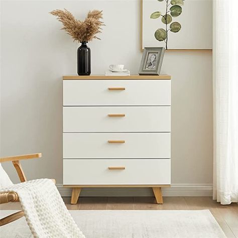 Rainbow Decor Bedroom, Bedroom Furniture White, Chest Of Drawers Decor, White Wood Dresser, Living Room Drawers, Cabinet Side Table, Chest Of Drawers Makeover, Drawer Decor, Closet Organizer With Drawers