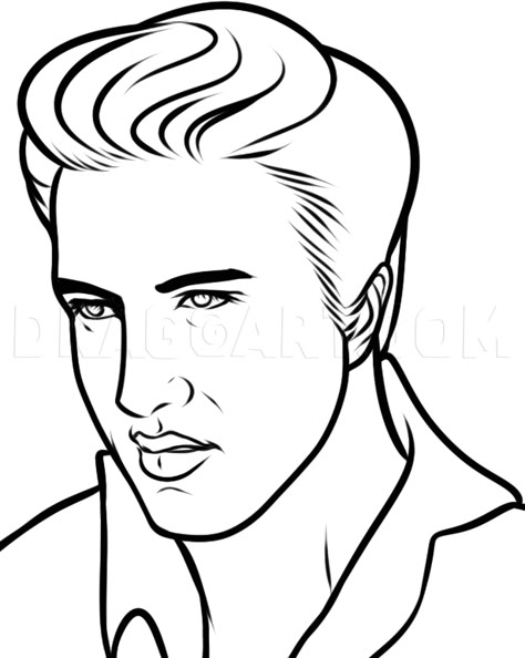 Elvis Presley Drawing, Elvis Drawing, Stitch Coloring Pages, Elvis Presley Pictures, Drawing Step, Elvis Presley Photos, Celebrity Drawings, Pop Art Painting, Guided Drawing