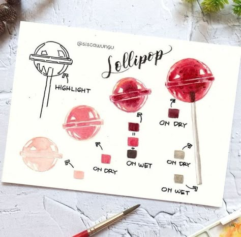 Watercolor Food, Watercolor Paintings Tutorials, Watercolor Art Lessons, Dessin Adorable, Watercolor Ideas, Art Inspiration Painting, Painting Art Projects, Marker Art, Book Art Drawings