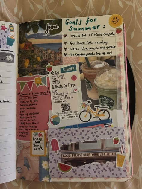 Journal page Daily Junk Journal, School Junk Journal, 2024 Journal Page Ideas, Summer Journal Page Ideas, February Junk Journal Ideas, Sketch Book Journals, About Me Junk Journal Page, Cute Journaling Pages, 2025 Journal Ideas Cover Page