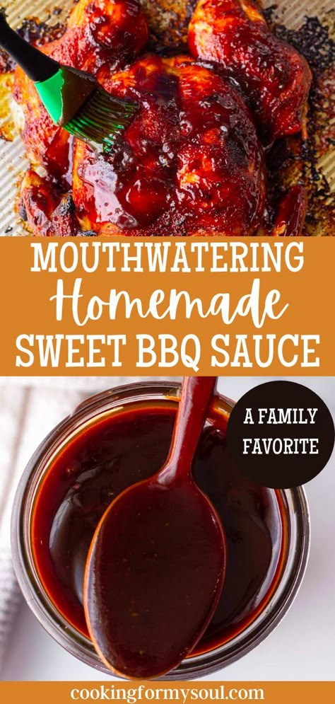 Sweet Bbq Sauce Recipe, Easy Bbq Sauce, Bbq Sauce Homemade Easy, Make Bbq Sauce, Homemade Bbq Sauce Recipe, Sweet Bbq Sauce, Bbq Sauce Chicken, Homemade Bbq Sauce, Homemade Sauce Recipes