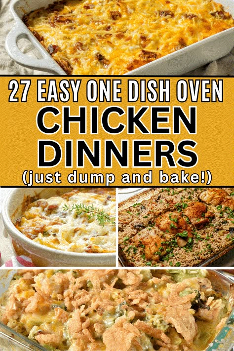 Dump And Bake Chicken Dinner, Bake Chicken Recipes, One Dish Chicken Bake, Easy Oven Meals, Dump And Bake Casseroles, Dump And Bake Recipes, Slow Cooker Dump Meals, Dump And Go Meals, Dump And Bake Chicken